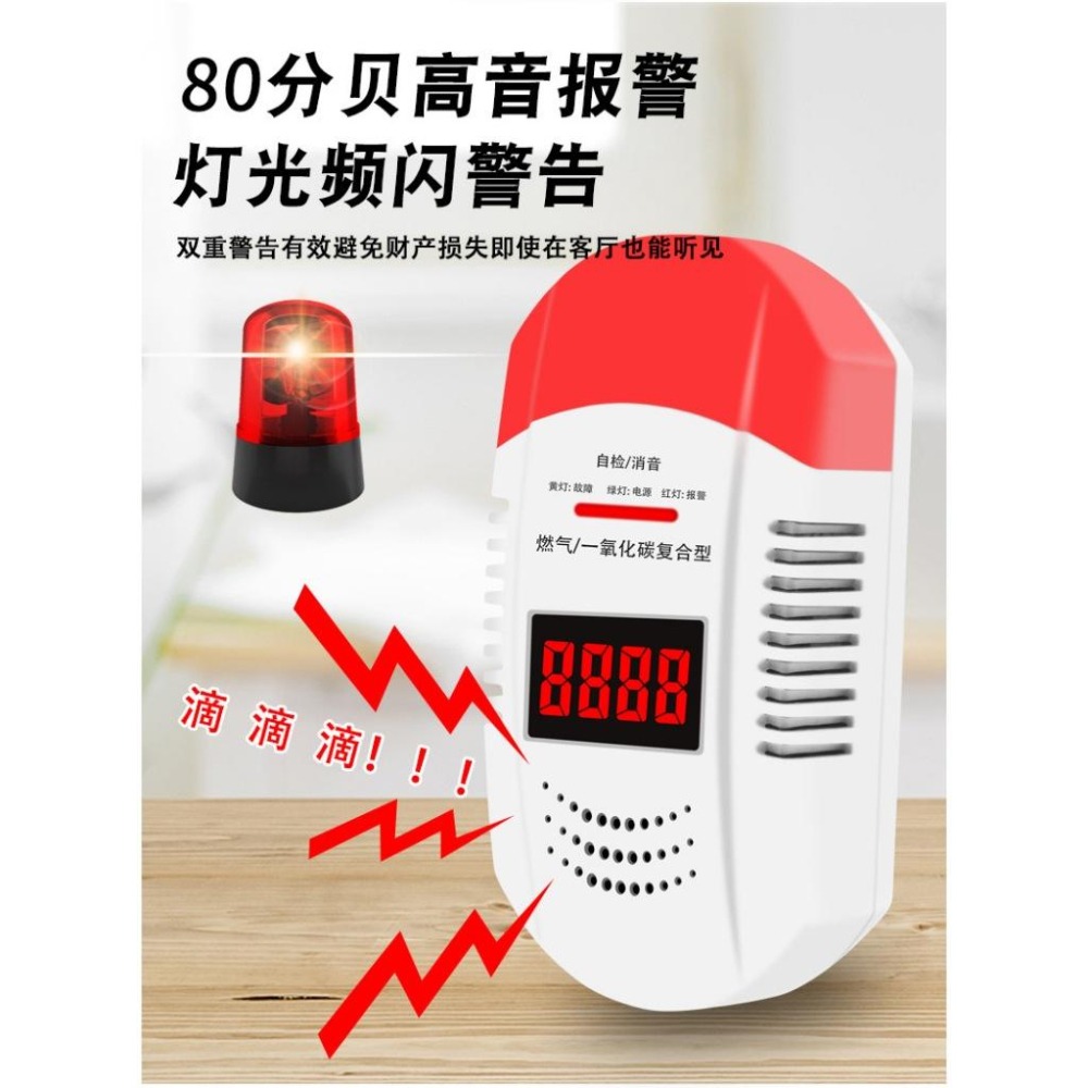 【現貨】複合式 天然瓦斯漏氣一氧化碳警報器 一氧化碳偵測器 一氧化碳感應器 瓦斯警報防範瓦斯爆炸居家安全防護-細節圖2