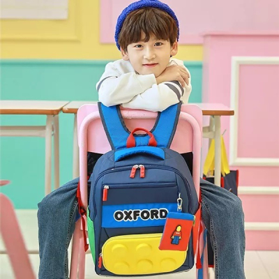 代購 韓國空運 韓國 winghouse 兒童OXFORD積木減壓透氣護脊輕量背包書包套組