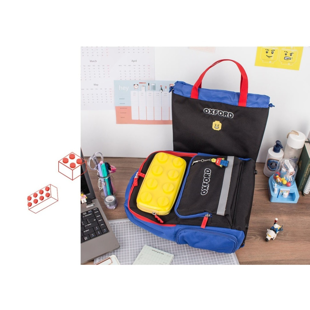 代購 韓國空運 韓國 winghouse 兒童OXFORD積木減壓透氣護脊輕量背包書包套組-細節圖4