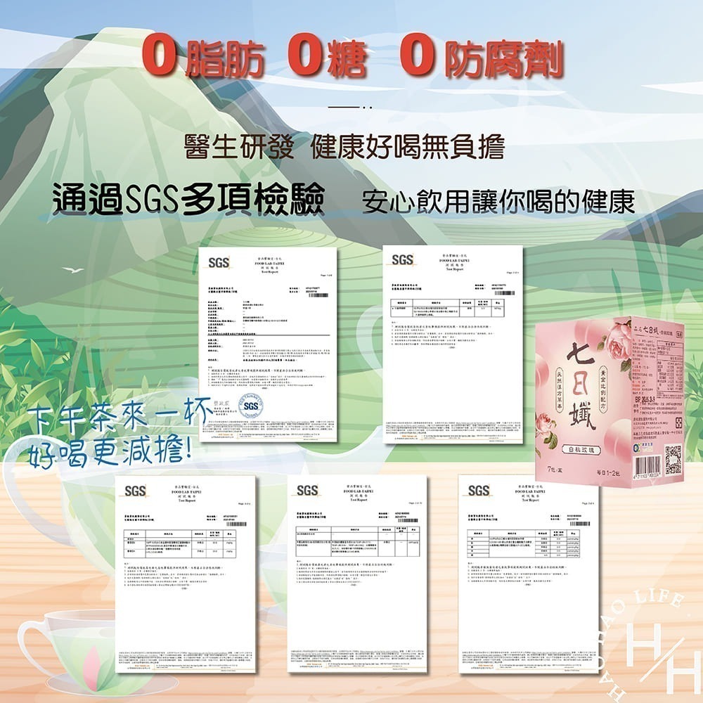 正品 七日纖 家家生醫 玫瑰綠茶 玄米煎茶 蜜桃紅茶 茶包-細節圖5