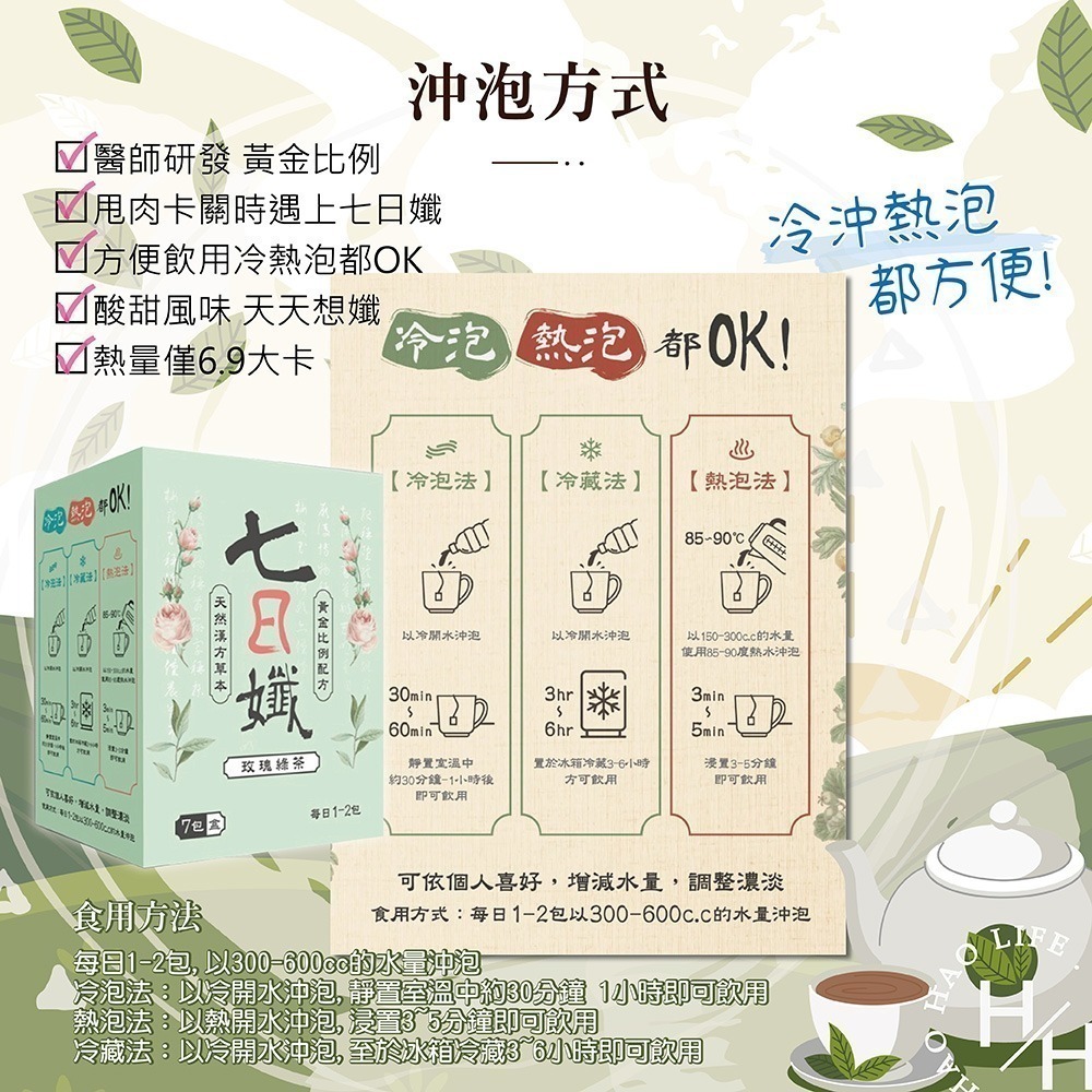 正品 七日纖 家家生醫 玫瑰綠茶 玄米煎茶 蜜桃紅茶 茶包-細節圖6