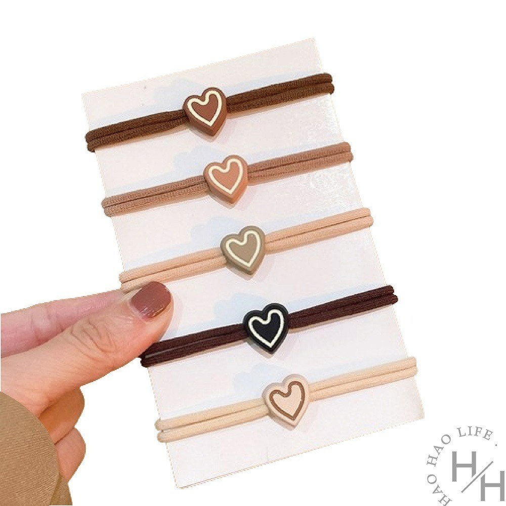 愛心款奶茶髮圈5入組