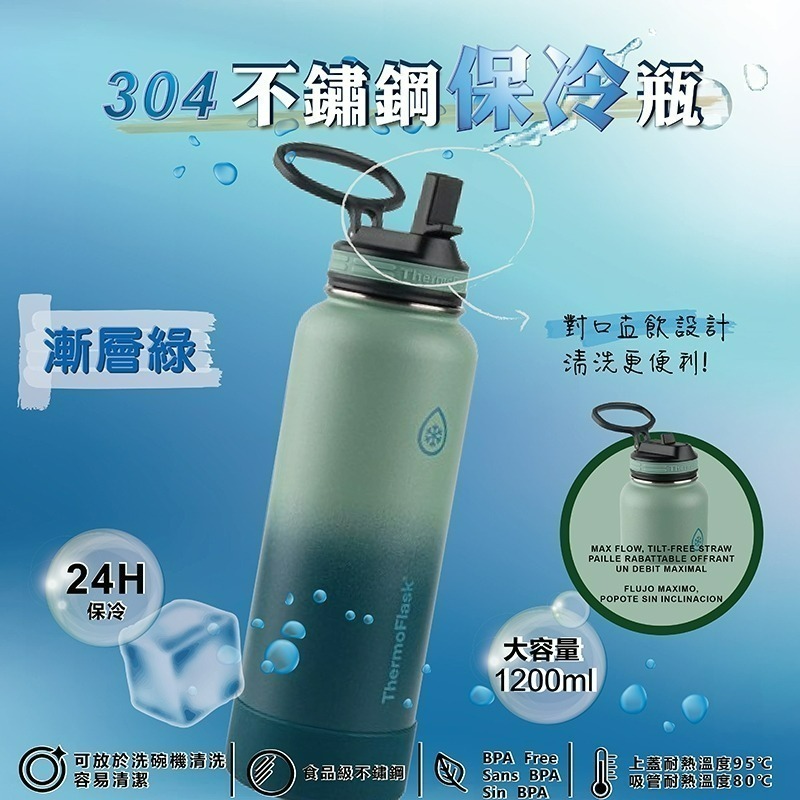 新色上市✨ ThermoFlask 不鏽鋼保冷瓶 1.2公升  漸層系列 好市多 保溫杯 水壺 環保 飲料杯-規格圖8