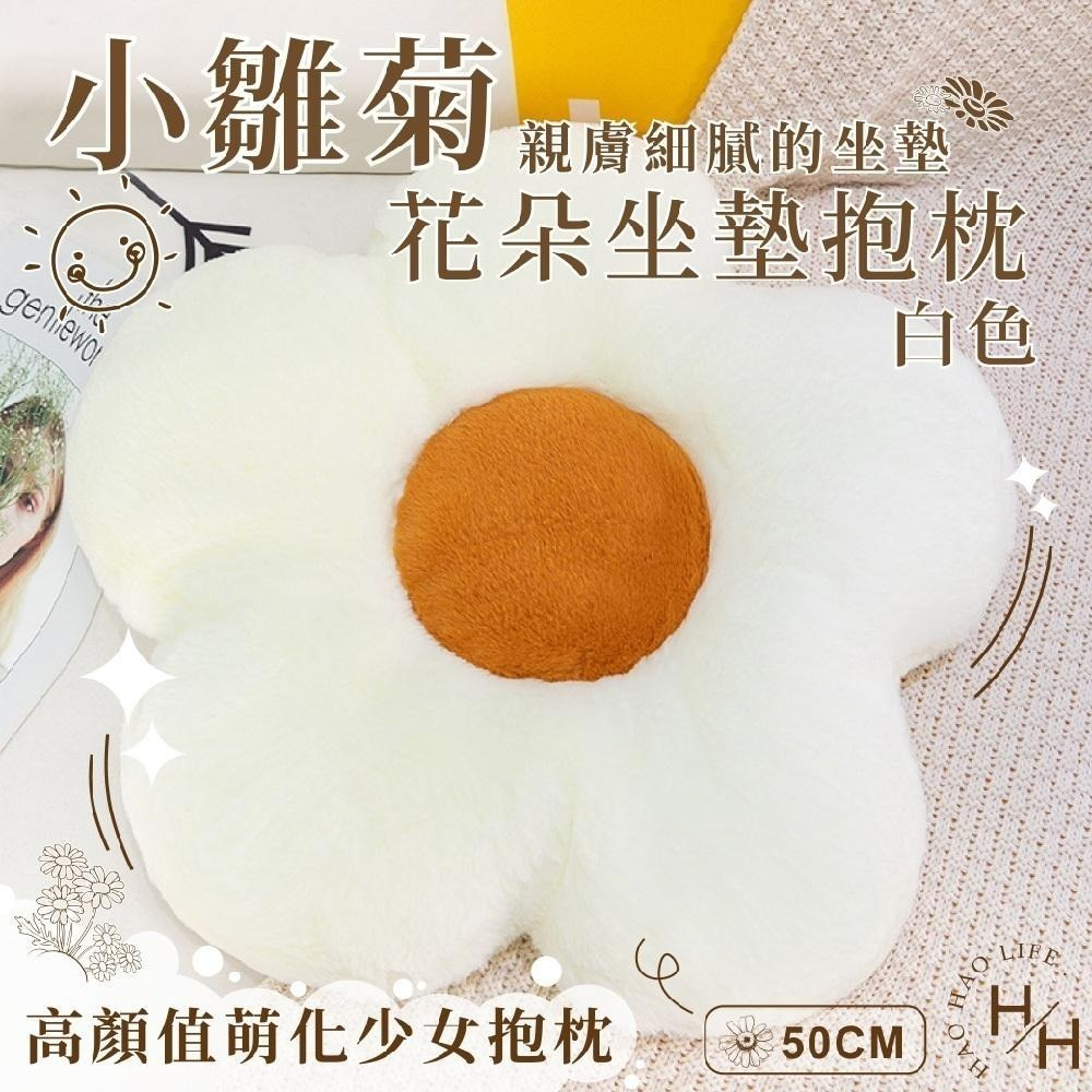聖誕節 交換禮物首選 小花抱枕 ins 毛絨花朵抱枕  北歐小花 花朵坐墊 抱枕 椅墊 座墊 午睡枕 靠墊 小雛菊抱枕-細節圖2