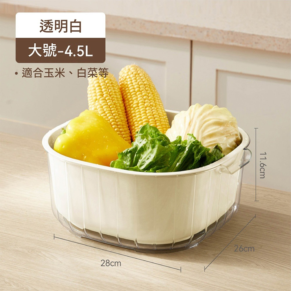 現貨 蔬果洗菜 瀝水籃 洗菜籃 洗菜盆 水果籃 收納籃 水果盆 瀝水盆 濾水籃 蔬果盆 收納 居家生活-規格圖1