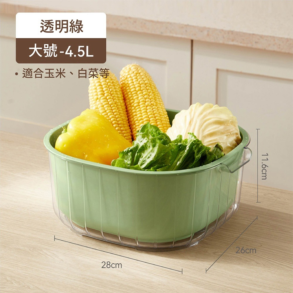 現貨 蔬果洗菜 瀝水籃 洗菜籃 洗菜盆 水果籃 收納籃 水果盆 瀝水盆 濾水籃 蔬果盆 收納 居家生活-規格圖9