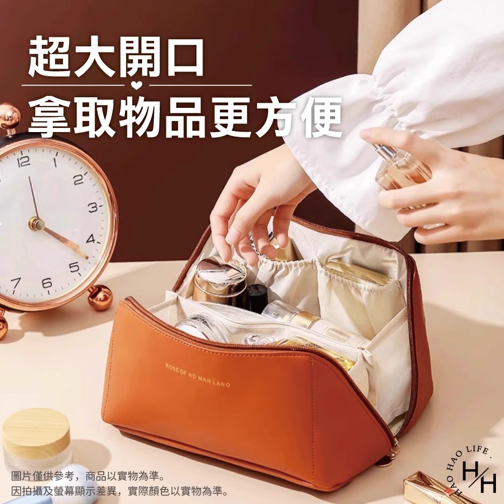 現貨快出 【輕奢風旅行化妝包】枕頭化妝包 風琴化妝包 化妝品收納包 洗漱包 枕頭包 大容量化妝包 手提化妝包 枕頭包-細節圖3