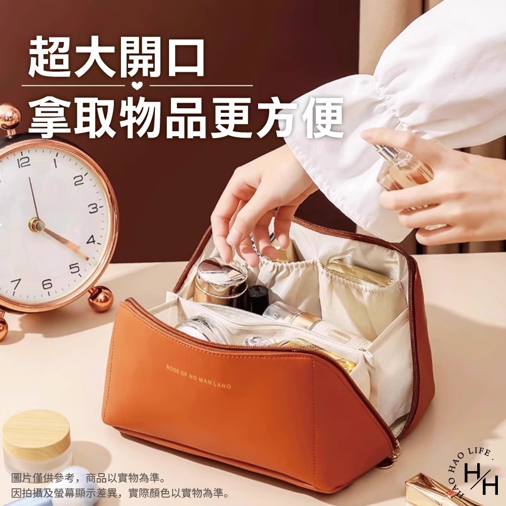 現貨快出 【輕奢風旅行化妝包】枕頭化妝包 風琴化妝包 化妝品收納包 洗漱包 枕頭包 大容量化妝包 手提化妝包 枕頭包-細節圖3