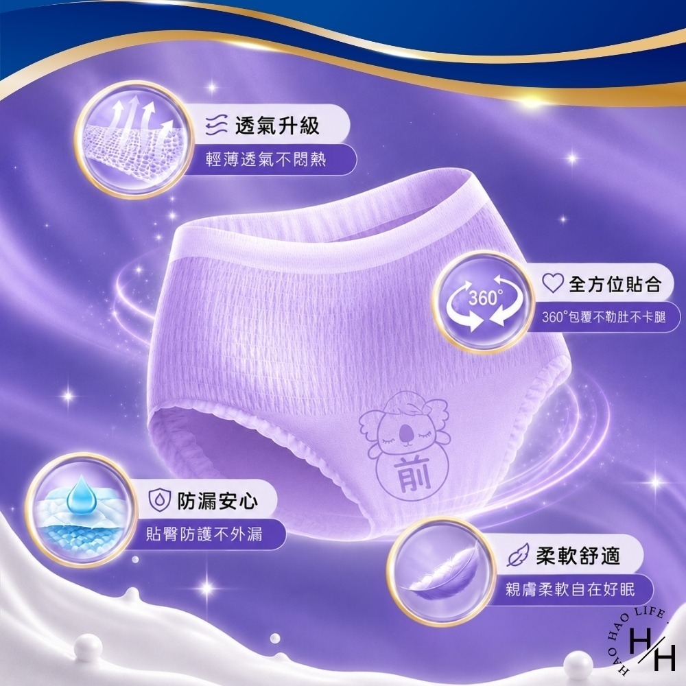 好市多現貨快出【好自在】熊抱散熱安睡褲(24片/箱)晚安睡褲 褲型衛生棉 無痕褲 夜用 衛生-細節圖3
