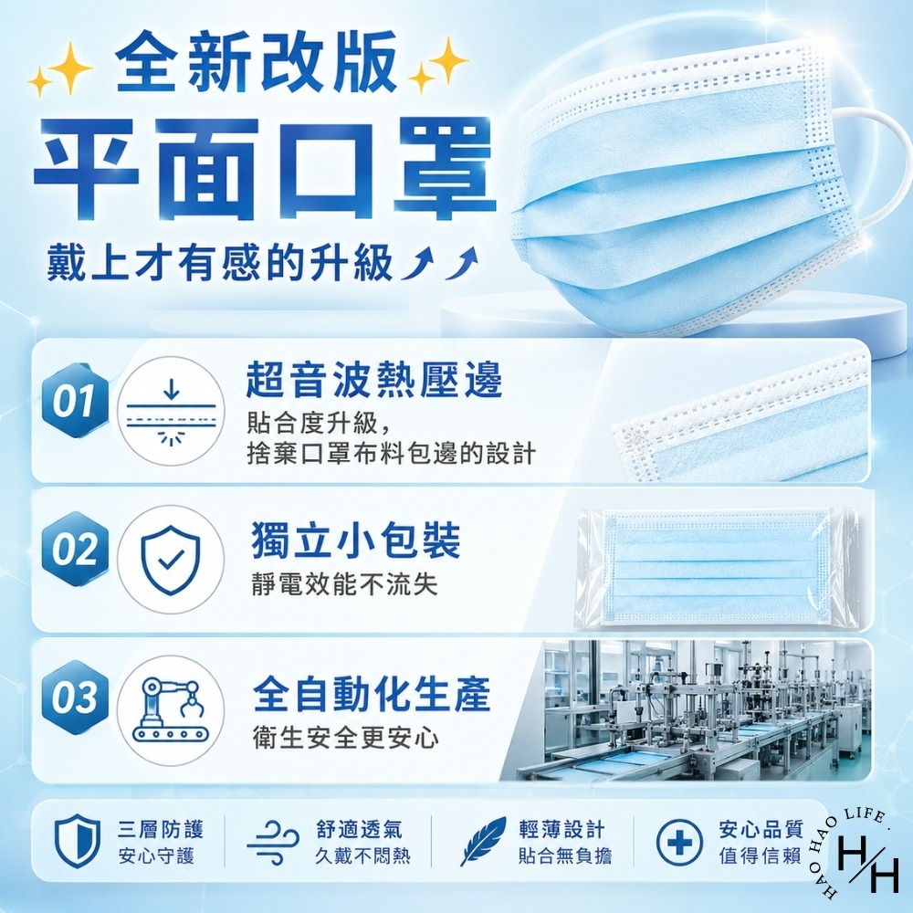 淨新 雙鋼印成人醫療口罩(50入/盒) 醫療用口罩/平面口罩/三層口罩/台灣製-細節圖4