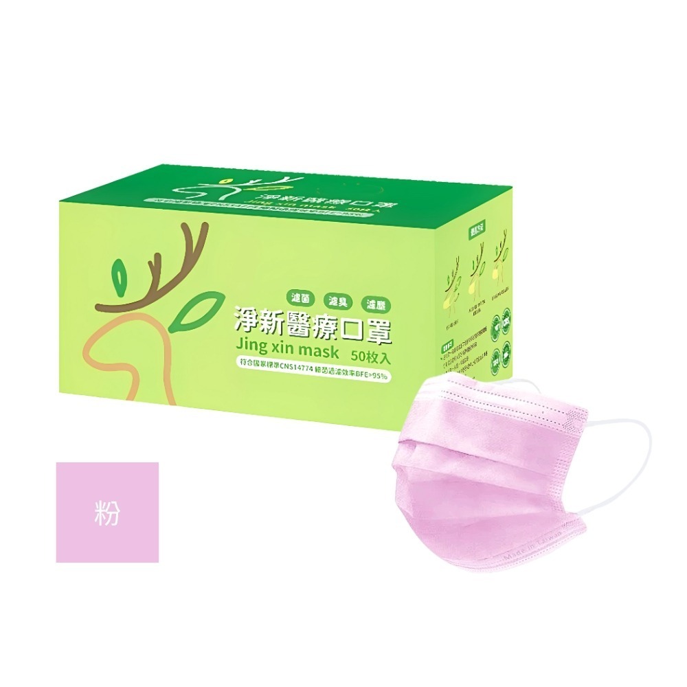 淨新 雙鋼印成人醫療口罩(50入/盒) 醫療用口罩/平面口罩/三層口罩/台灣製-規格圖6