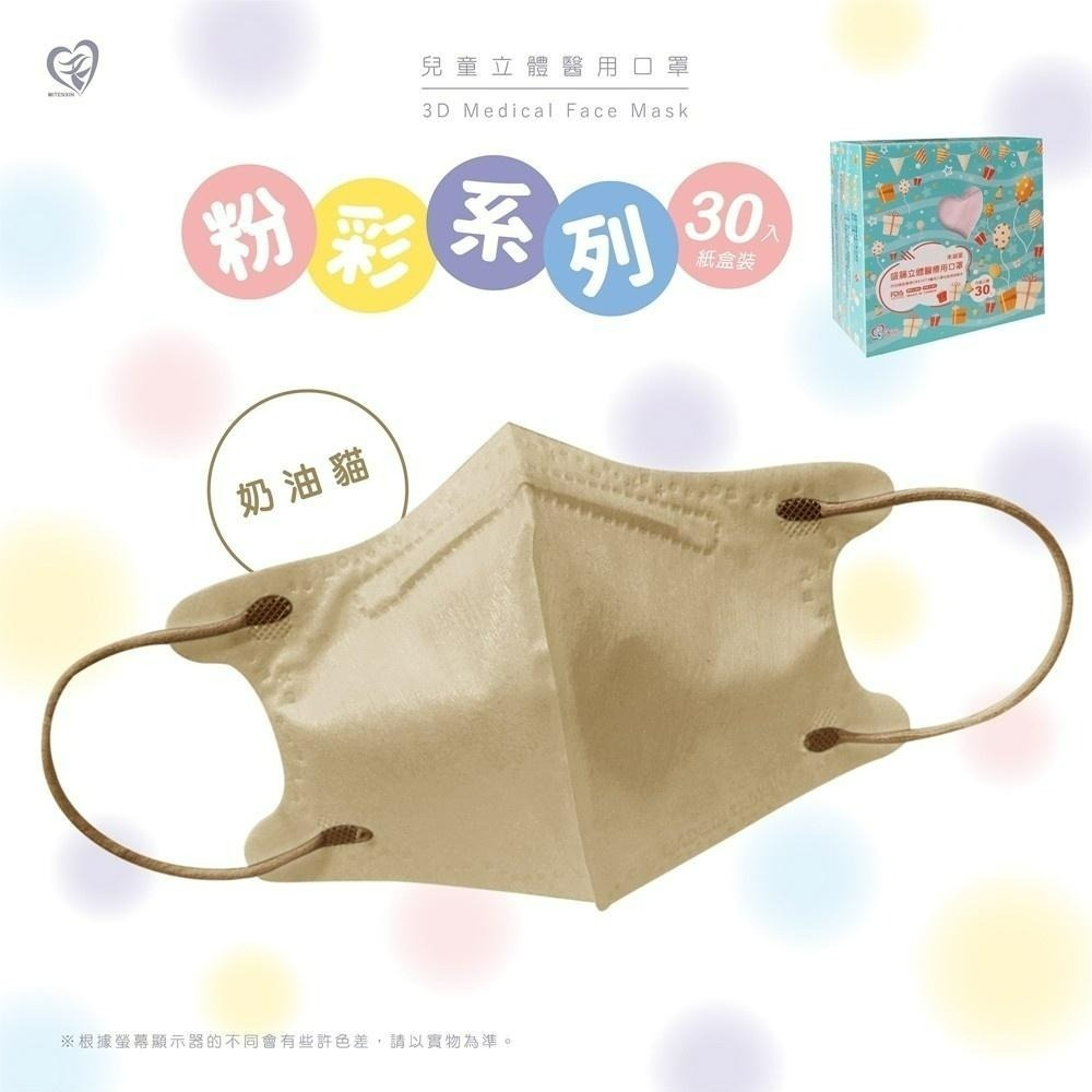 盛籐3D兒童立體醫療口罩 粉彩系列(30入/盒) 兒童3D 莫蘭迪口罩-細節圖7