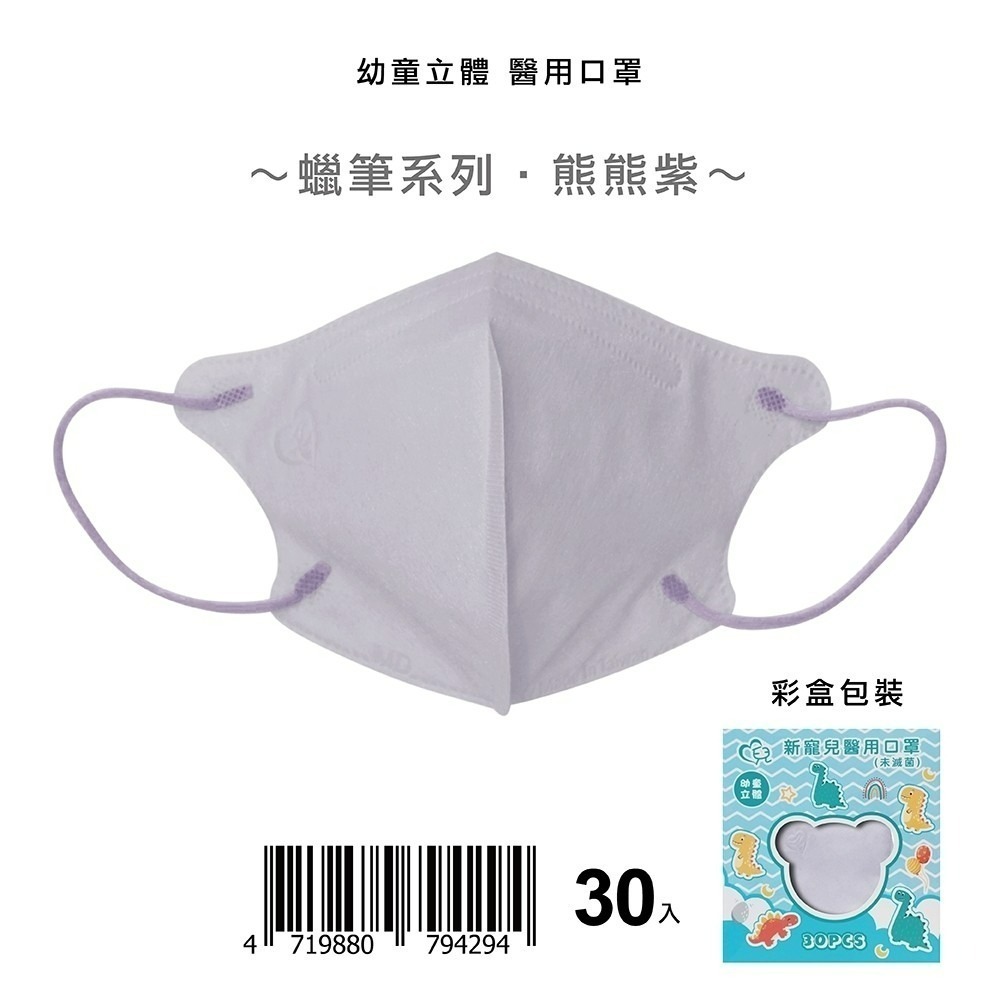 盛籐3D兒童立體醫療口罩 粉彩系列(30入/盒) 兒童3D 莫蘭迪口罩-規格圖9