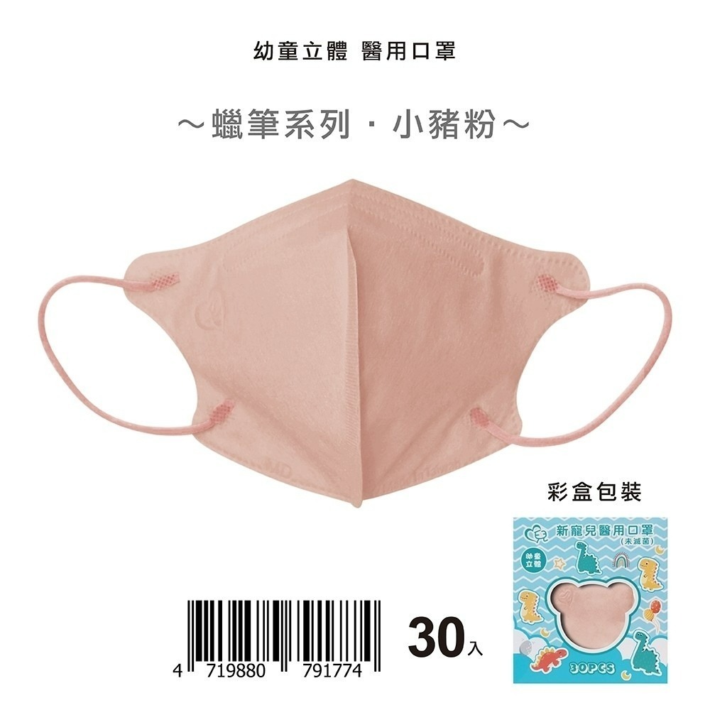 盛籐3D兒童立體醫療口罩 粉彩系列(30入/盒) 兒童3D 莫蘭迪口罩-規格圖9
