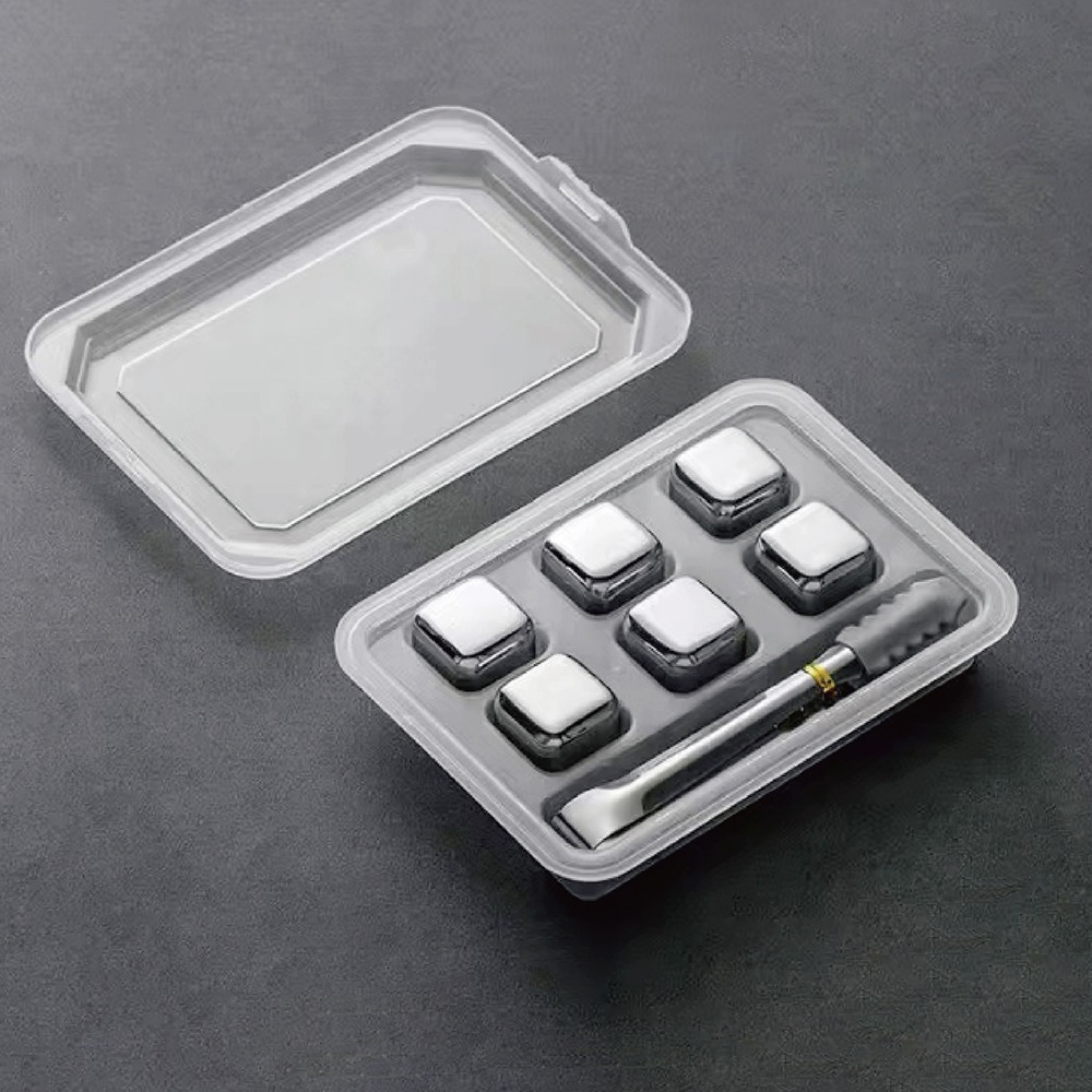 不銹鋼冰塊6入(矽膠夾組)