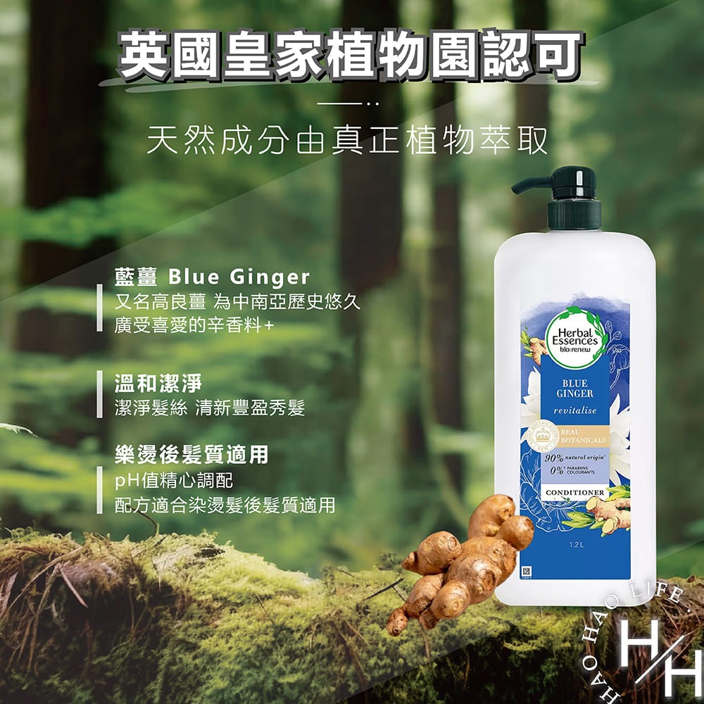 Herbal Essences 藍薑草本豐盈清香洗髮露、潤髮乳任選 1.2公升 天然成分 呵護秀髮-細節圖4