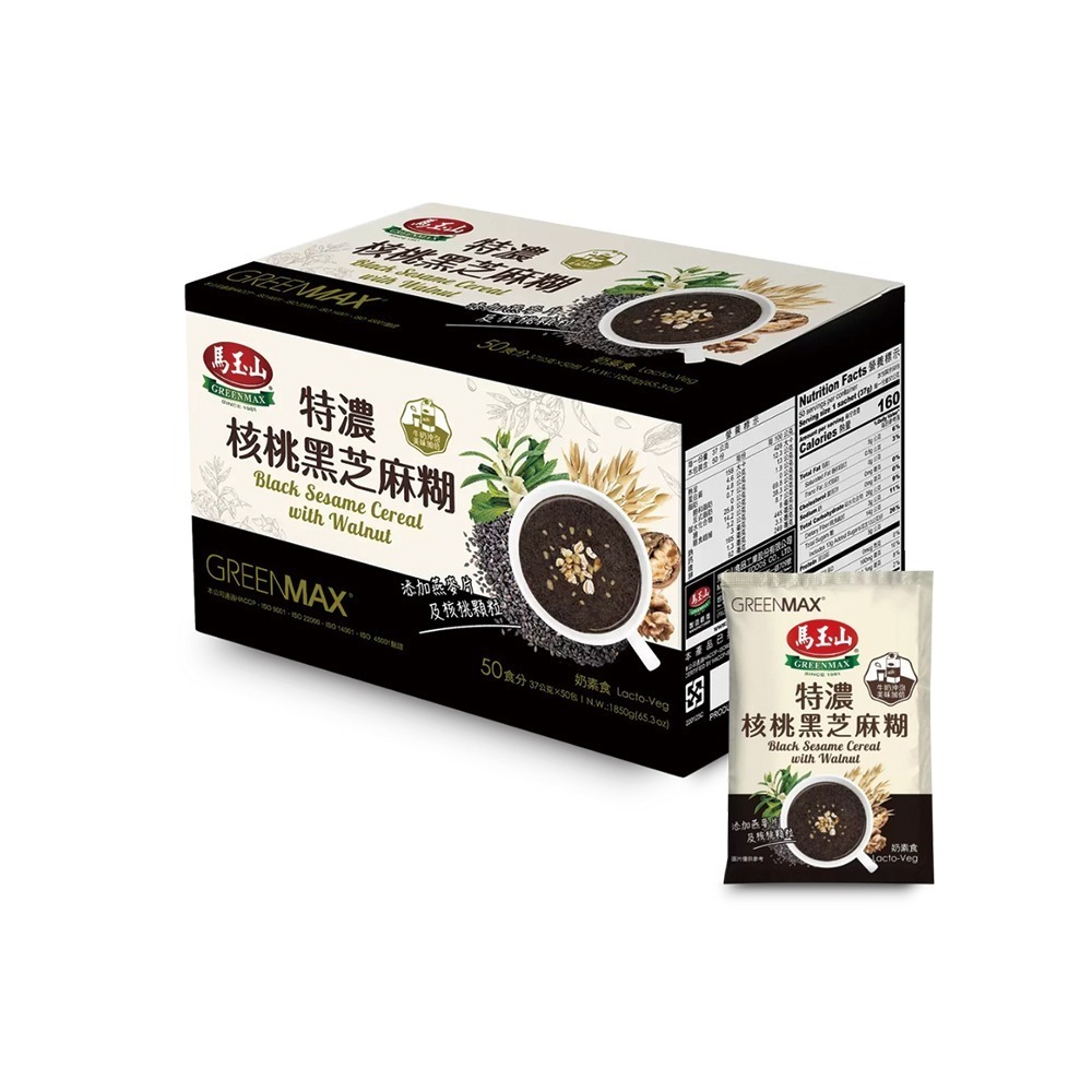 馬玉山 特濃核桃黑芝麻糊 37公克x50包 芝麻糊 燕麥 麥片 黑芝麻糊 芝麻 黑芝麻 黑芝麻粉 芝麻粉 燕麥片 好市多-規格圖7