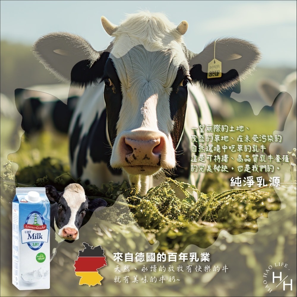 Ammerlander愛牧德國愛牧牛奶1000ml  德國保久乳UHT殺菌全脂牛奶3.83.8乳脂肪長效牛奶常溫牛奶生乳-細節圖4
