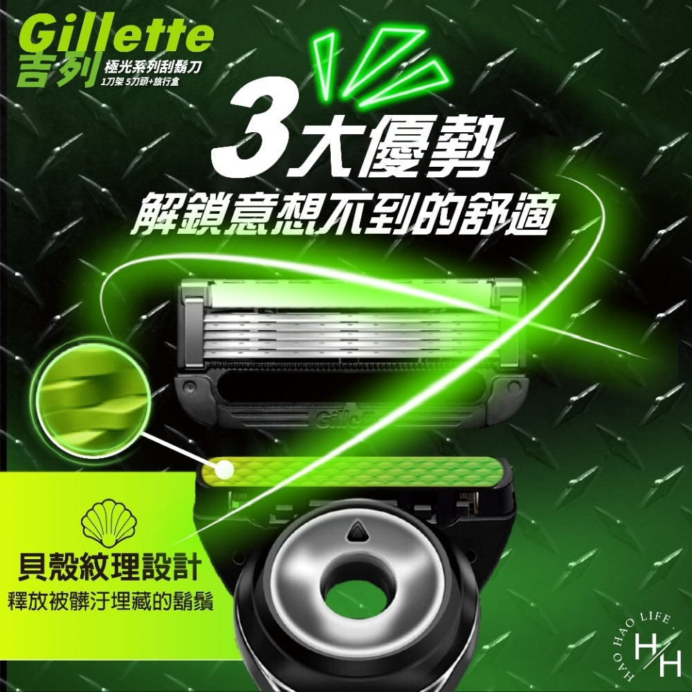 現貨快出【吉列】極光刮鬍刀-1刀架1旅行盒5刀頭 刮鬍刀 父親節禮物 剃鬚刀 便携剃鬚刀 手動刮鬍刀-細節圖3