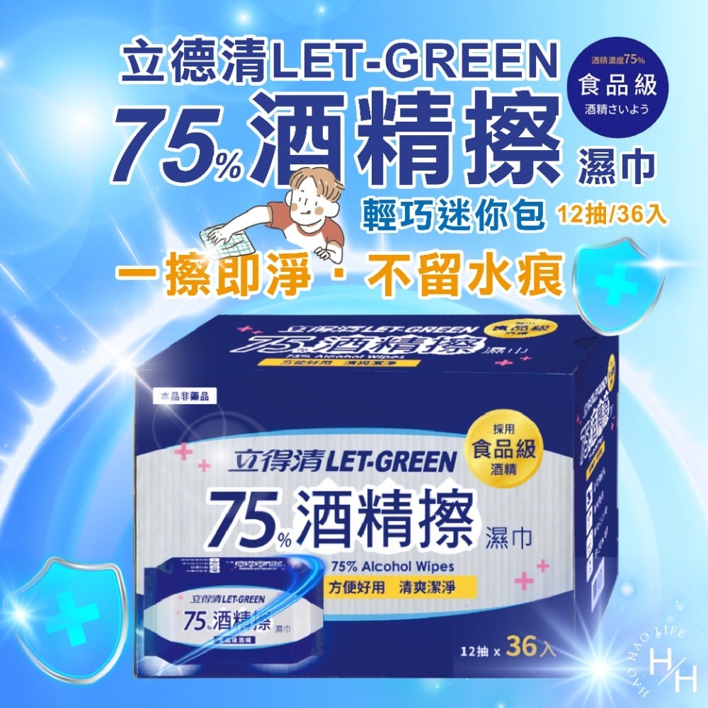 好市多現貨快出【立得清】75%酒精擦濕巾(12抽X36入) 隨身包 食用級酒精 濕紙巾 濕巾 迷你包 75%酒精-細節圖2