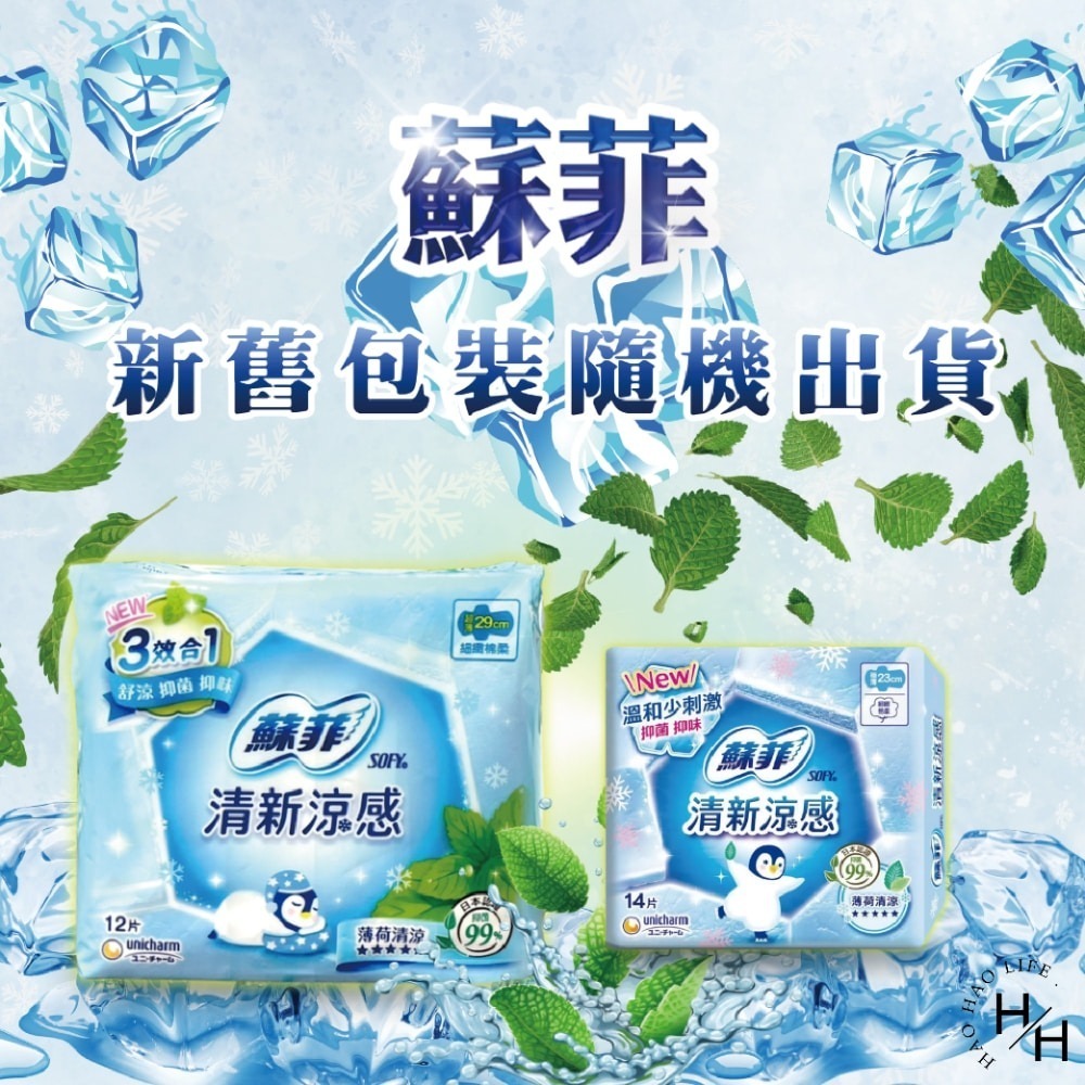 現貨快出【蘇菲】新涼感清涼薄荷系列 23公分/29公分共2款(6包/箱) 日用 夜用 涼感衛生棉 柑橘植萃-細節圖3