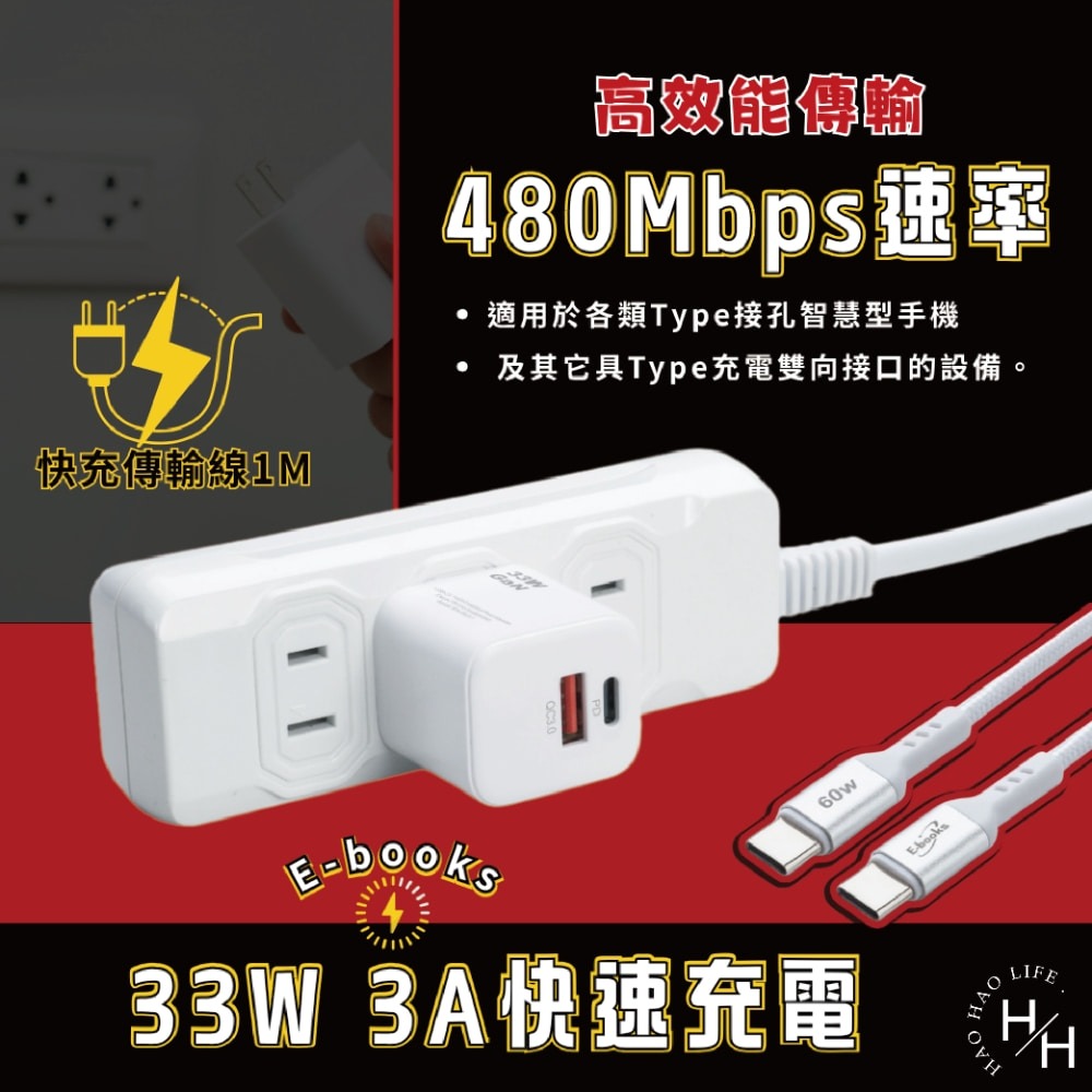 現貨快出【E-books】B91 33W GaN氮化鎵+ 60W C to C 鋁製快充傳輸組 快充 氮化鎵 快充傳輸組-細節圖4