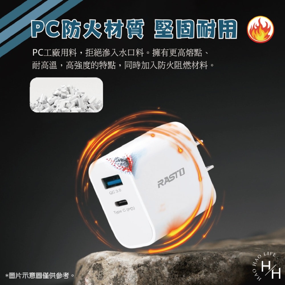 現貨快出【RASTO】RB30 20W快充頭 PD+QC3.0 防火材質 防過充 雙孔輸出 快速充電器 豆腐頭 台灣製造-細節圖5