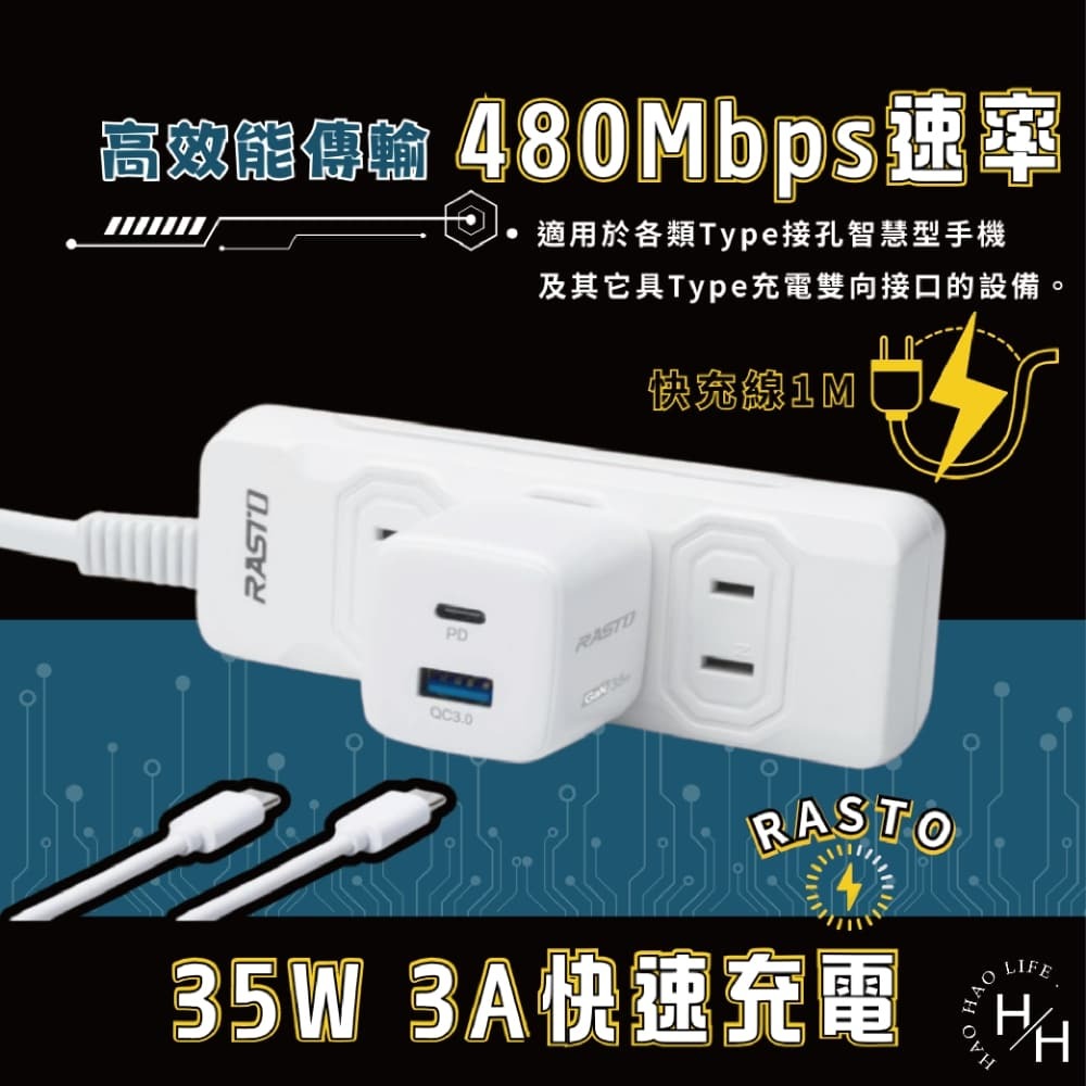 現貨快出【RASTO】RB39 35W GaN PD+QC智慧充電器+ 60W C to C 快充傳輸線組 台灣製造-細節圖4