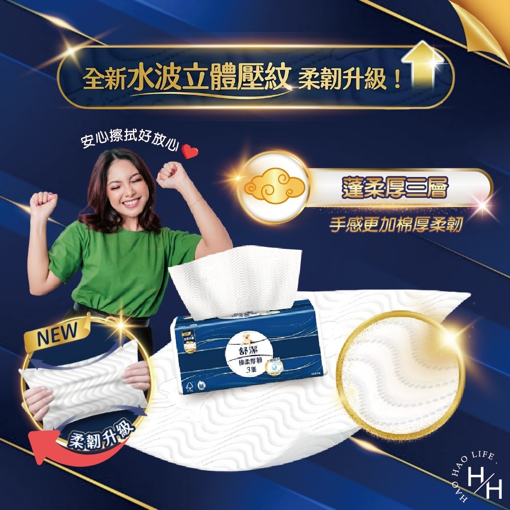 箱購現貨快出【舒潔】棉柔厚韌三層抽取衛生紙(110抽x30包/箱) 紙巾 衛生紙 抽取式衛生紙 擦巾 可沖式衛生紙-細節圖4