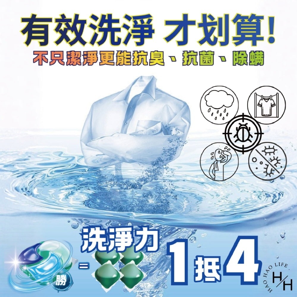 現貨快出多款任選【ARIEL】抗菌去漬4D抗菌洗衣膠囊(60顆) 日本進口 8倍消臭抗菌去漬 室內晾衣-細節圖7