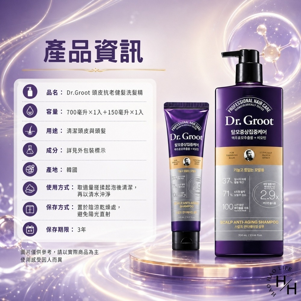 好市多現貨快出【Dr.Groot】頭皮抗老健髮洗髮精(700毫升X1入+150毫升X1入) 好市多洗髮精 洗髮-細節圖8