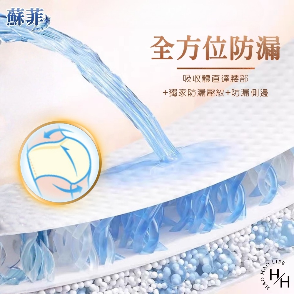 現貨快出【蘇菲SOFY】超日安褲(粉白)三種尺寸(2片/包) 褲型衛生棉 日用 夜用 量多-細節圖5