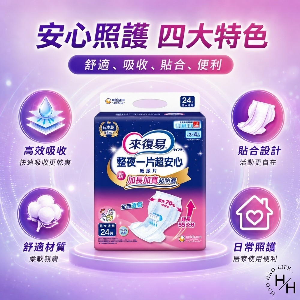 現貨快出【來復易】柔適安心/輕柔安心尿片(45片/包)整夜一片就安心紙尿片(33片/包)超安心(24片/包)成人尿布-細節圖9