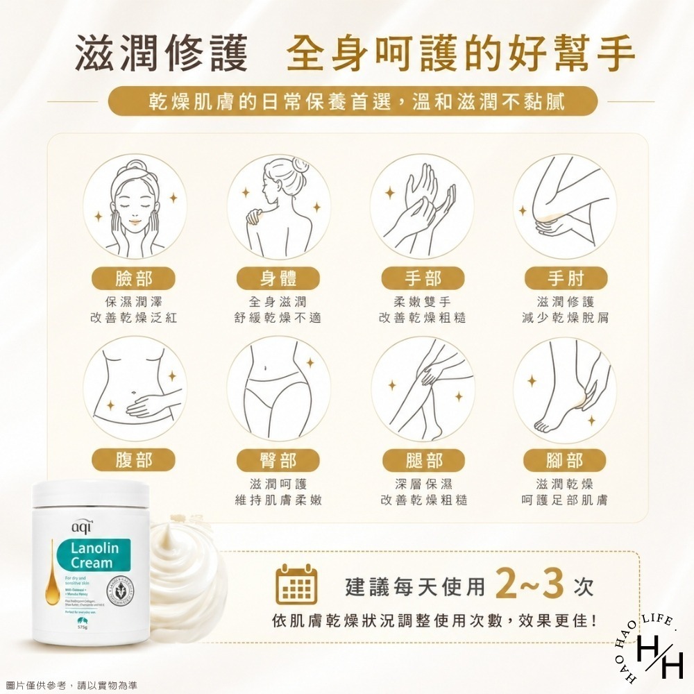 好市多現貨快出【AQI 雅葵】綿羊油潤膚霜(575公克/罐) 好市多乳液 乳液 乳霜 潤膚霜 雅葵 AQI  身體乳-細節圖6