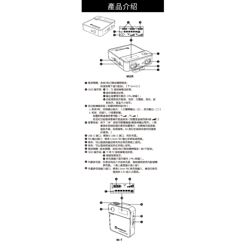 《 免運 含稅 送包 台灣公司貨 》Relacart 力卡 Mi2 MI1PRO 合法認證 領夾式  一對二 無線麥克風-細節圖5