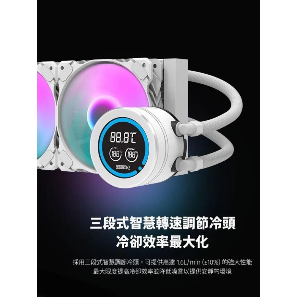 【含稅快速出貨】darkFlash 大飛 DN-240D 一體式數顯水冷 白色 240mm 水冷排-細節圖7
