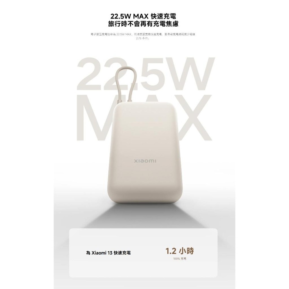 【含稅快速出貨】小米 Xiaomi 自帶線行動電源 10000 口袋版 可上飛機 沒有3C標章(台灣小米公司貨)-細節圖5
