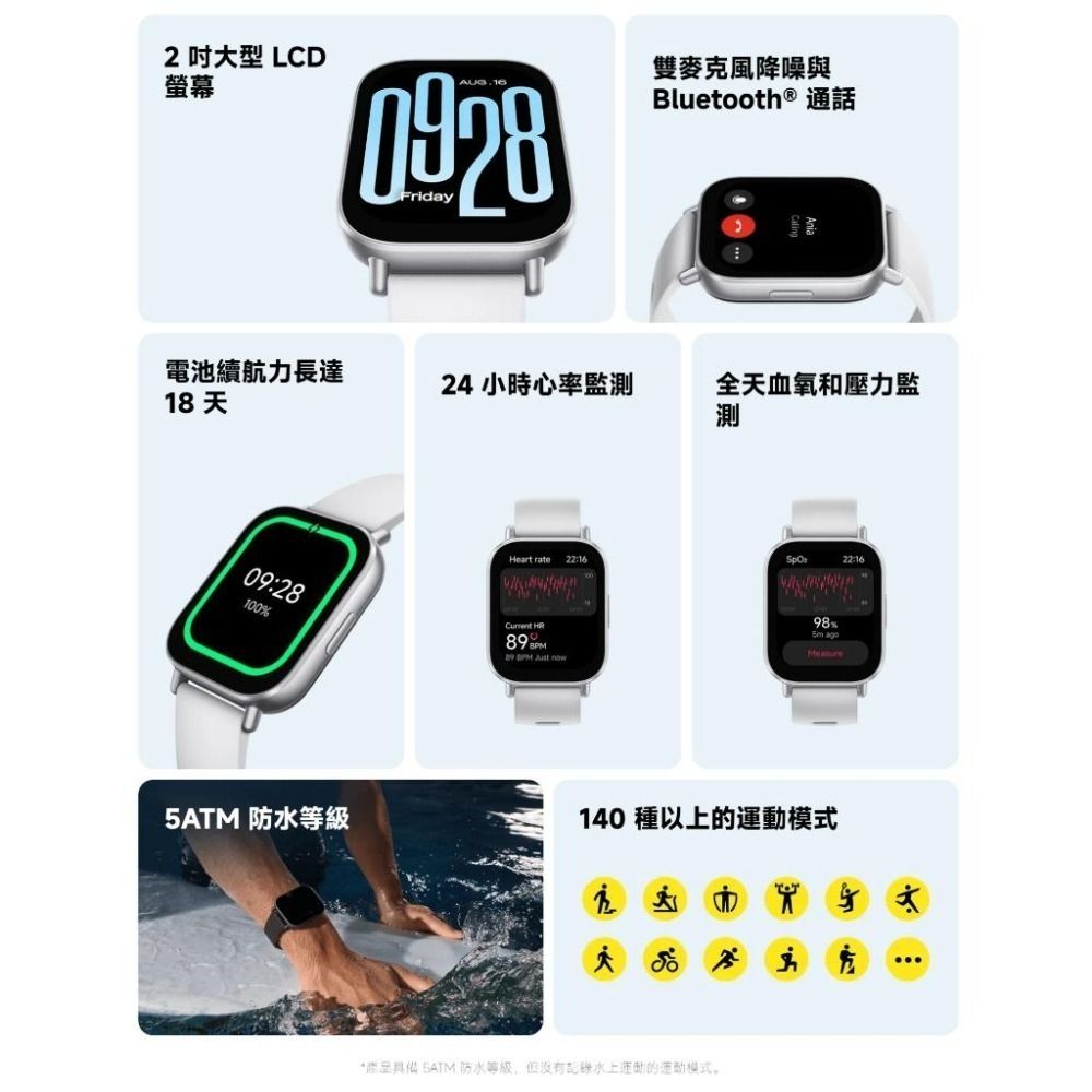 【含稅快速出貨】小米 Redmi Watch 5 Active 小米智慧手錶 (台灣小米公司貨)-細節圖2