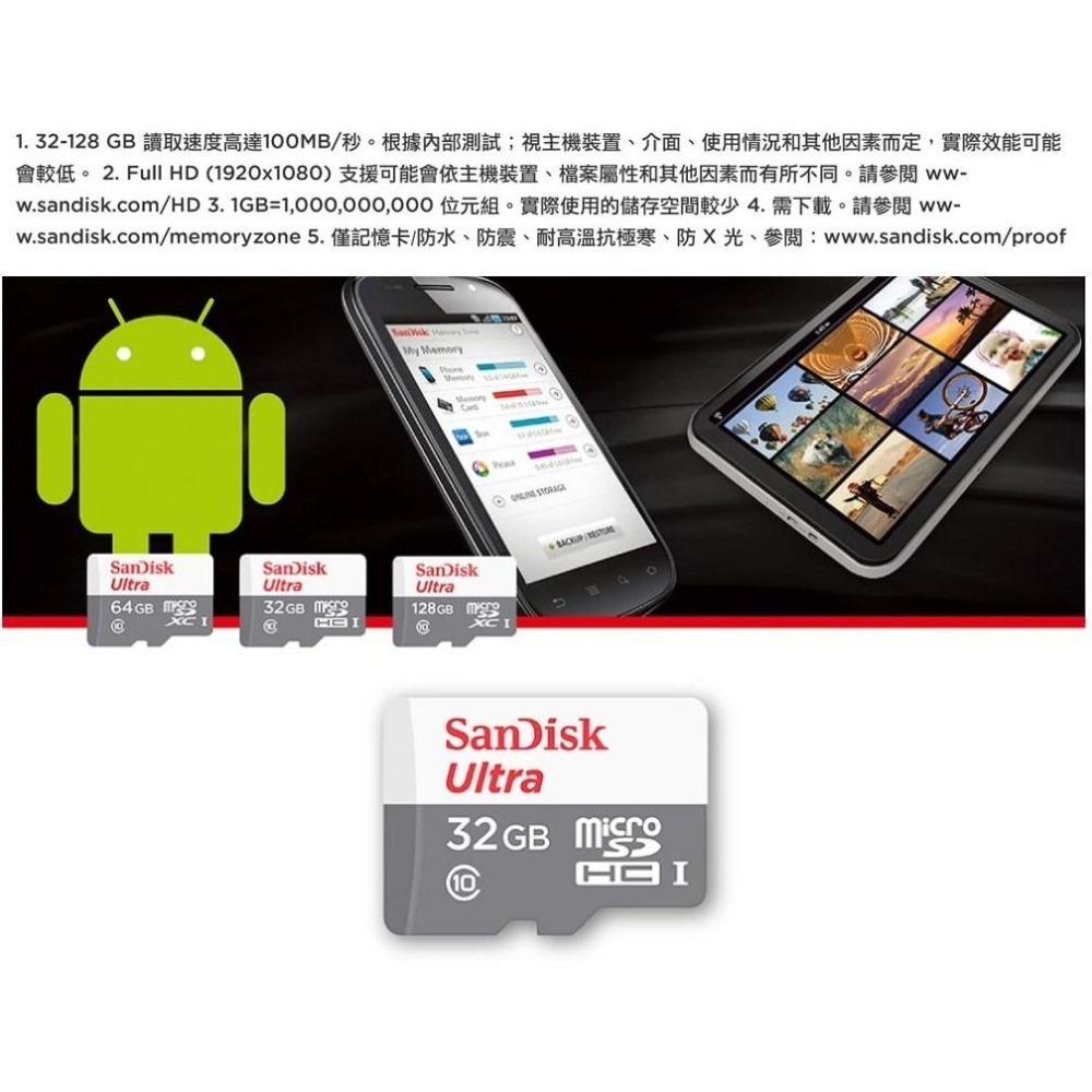 【含稅快速出貨】SanDisk Ultra microSD 記憶卡 A1 32G 64G 128G 256G 512G-細節圖4
