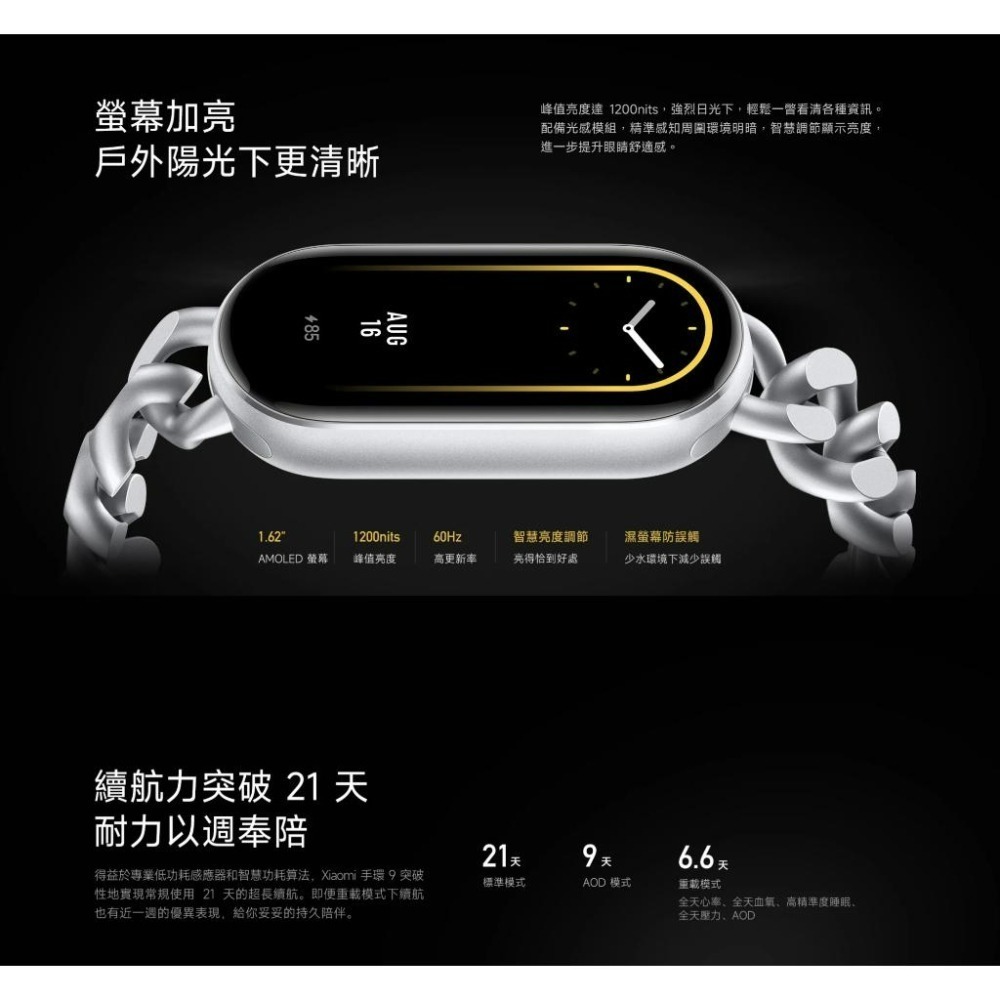 【含稅快速出貨】 小米手環9 Xiaomi 手環9 NFC / 標準版 (台灣小米公司貨)-細節圖4