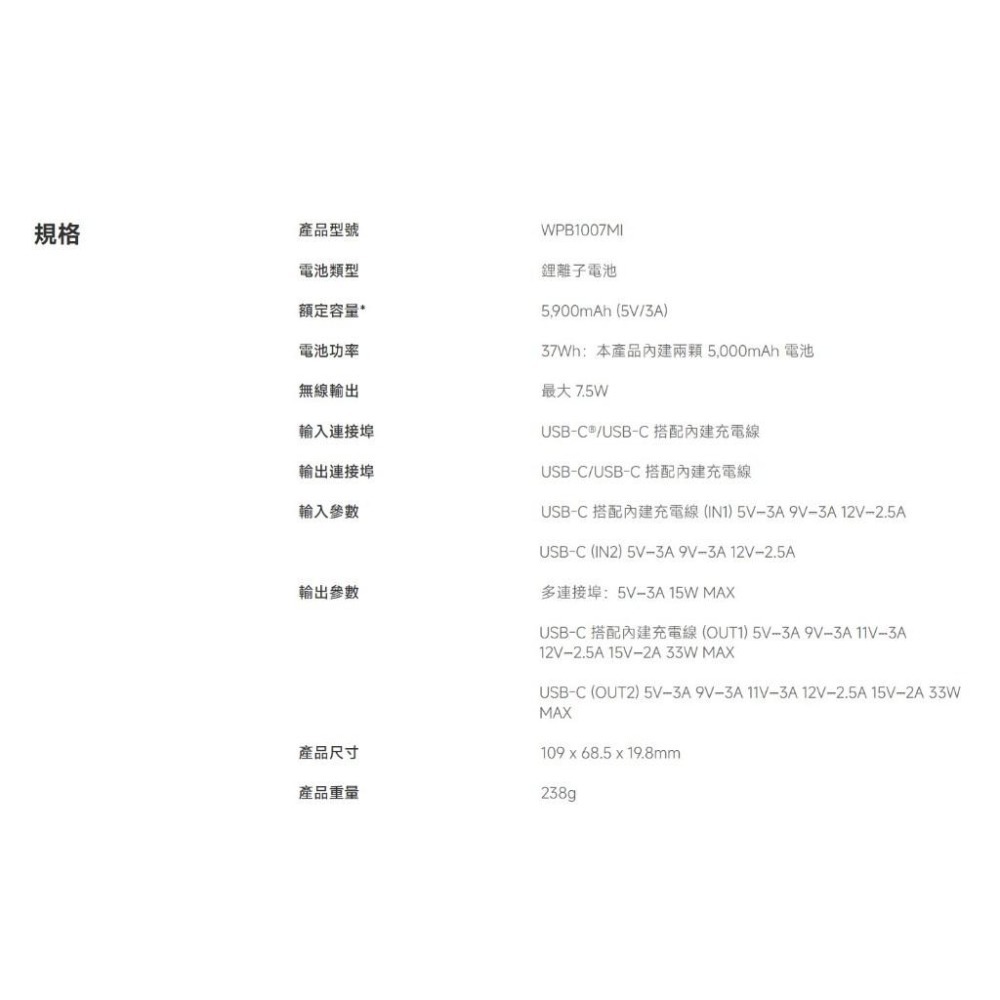 【含稅快速出貨】小米 Xiaomi 磁吸自帶線行動電源 10000 33W 可上飛機 沒有3C標章(台灣小米公司貨)-細節圖2