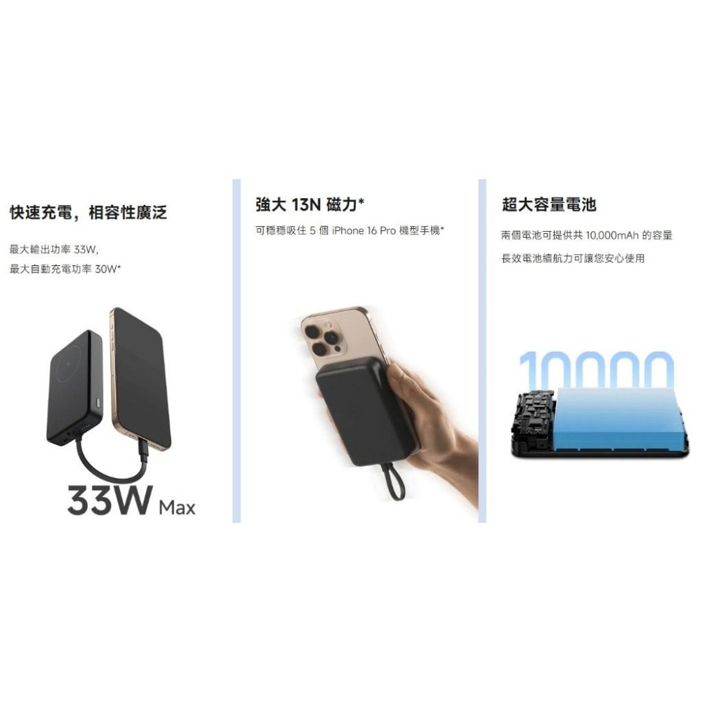 【含稅快速出貨】小米 Xiaomi 磁吸自帶線行動電源 10000 33W 可上飛機 沒有3C標章(台灣小米公司貨)-細節圖4