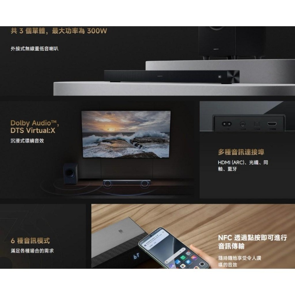 【含稅快速出貨】Xiaomi Soundbar Pro 2.1 ch 小米聲霸 Pro 2.1 ch (台灣小米公司貨)-細節圖8
