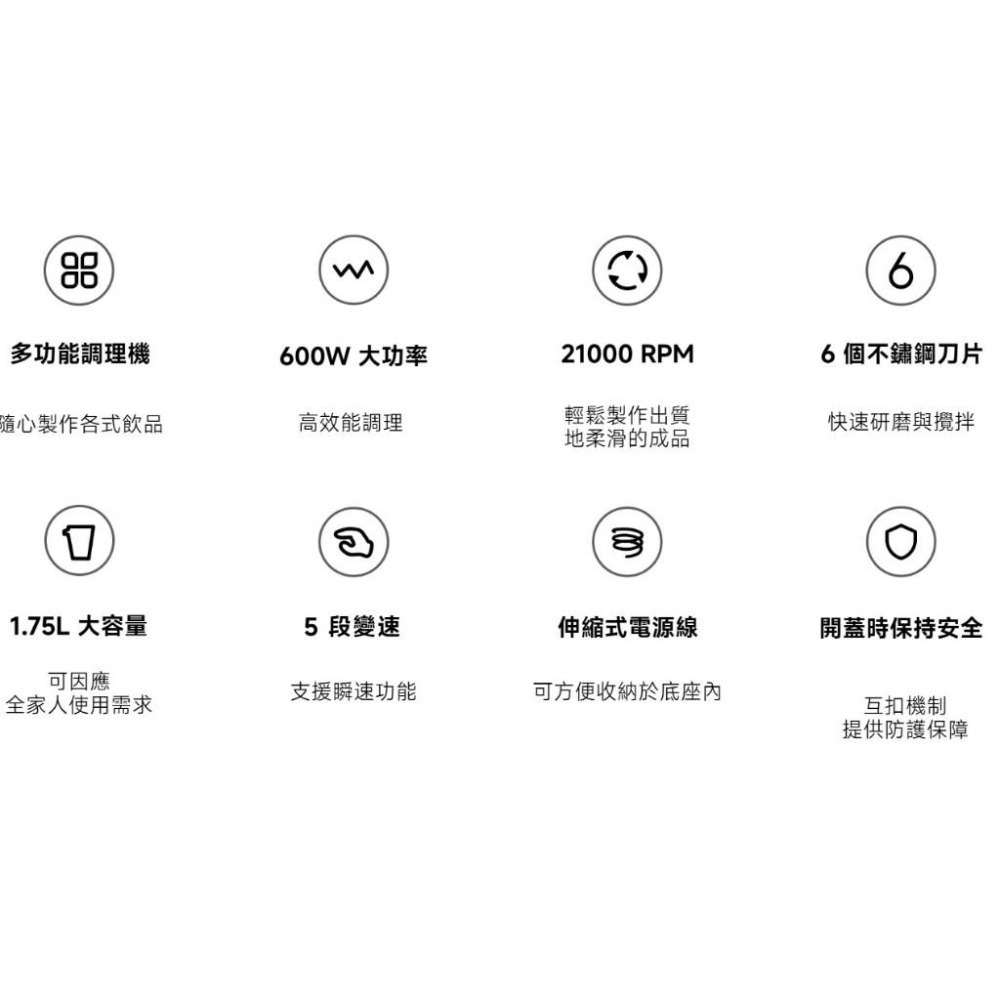 【含稅快速出貨】小米 Xiaomi 調理機 (台灣小米公司貨)-細節圖2