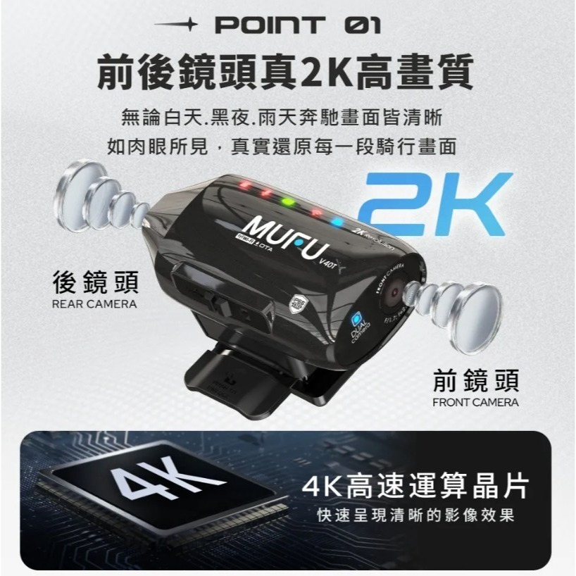 【工作日當天出】MUFU 雙鏡頭機車行車記錄器 V40T 極光機(頭頂款) - 星曜黑｜贈64GB記憶卡-細節圖10