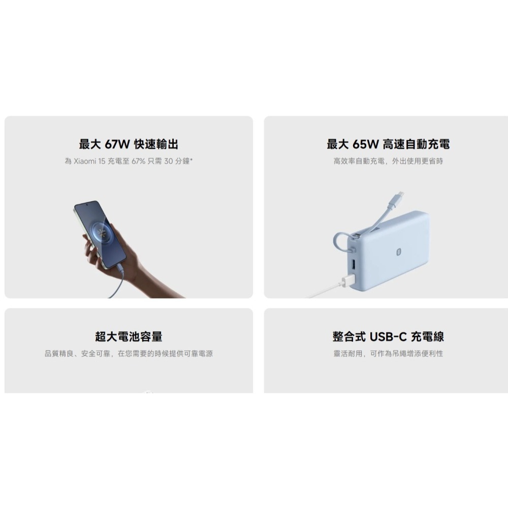 Xiaomi 自帶線行動電源 20000 67W-細節圖5