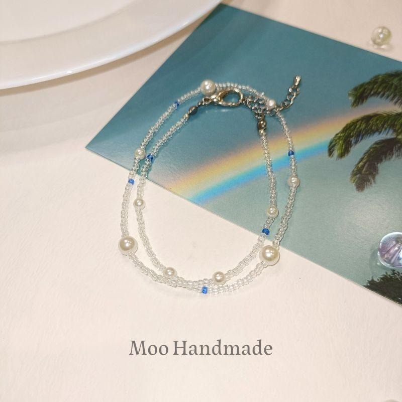 ⁣【moo._.handmade】深藍之淚 客製化手作珍珠串珠項鍊-細節圖2