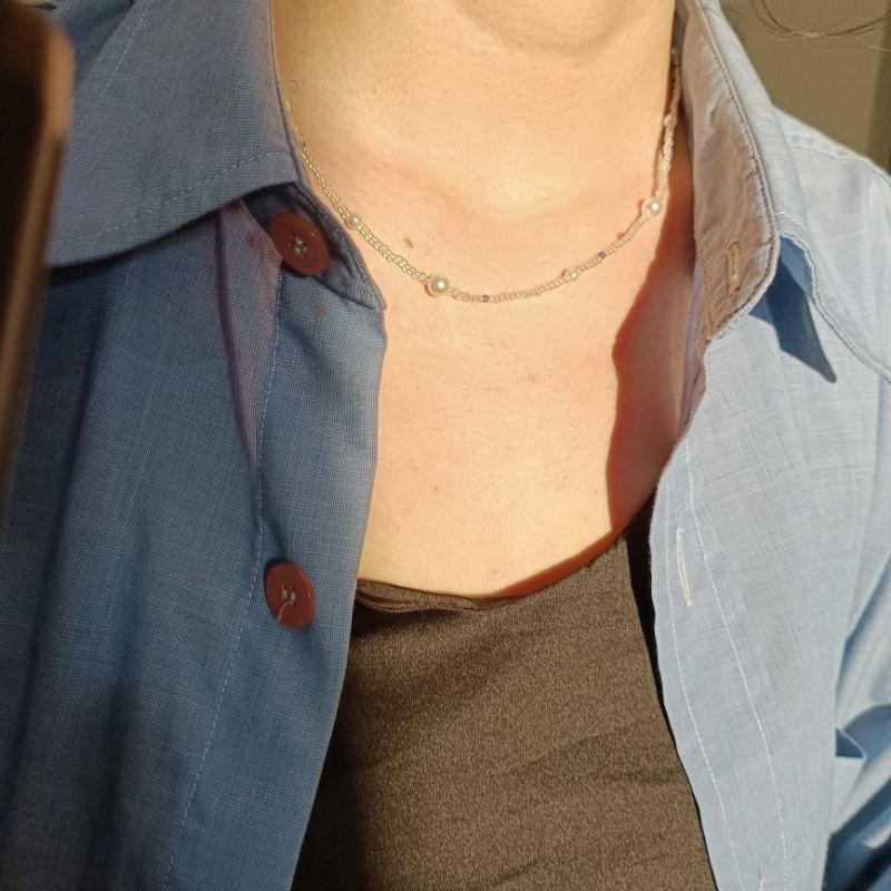 ⁣【moo._.handmade】深藍之淚 客製化手作珍珠串珠項鍊-細節圖4