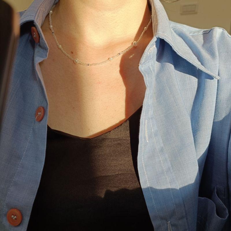 ⁣【moo._.handmade】深藍之淚 客製化手作珍珠串珠項鍊-細節圖5