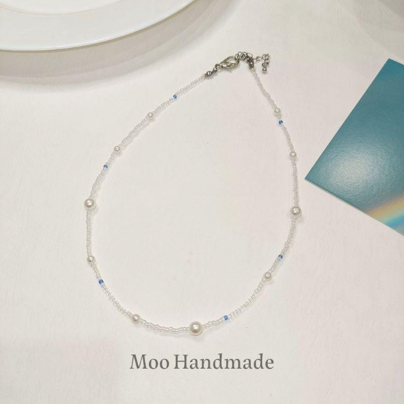 ⁣【moo._.handmade】深藍之淚 客製化手作珍珠串珠項鍊-細節圖6